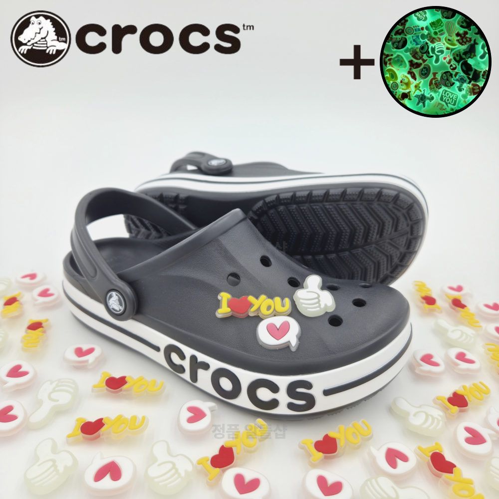 [백화점매장판] 크록스 BAYABAND CLOG 바야밴드 클로그 BK 공용 슬리퍼 블랙 + 야광 악세사리 포함 59,000원
