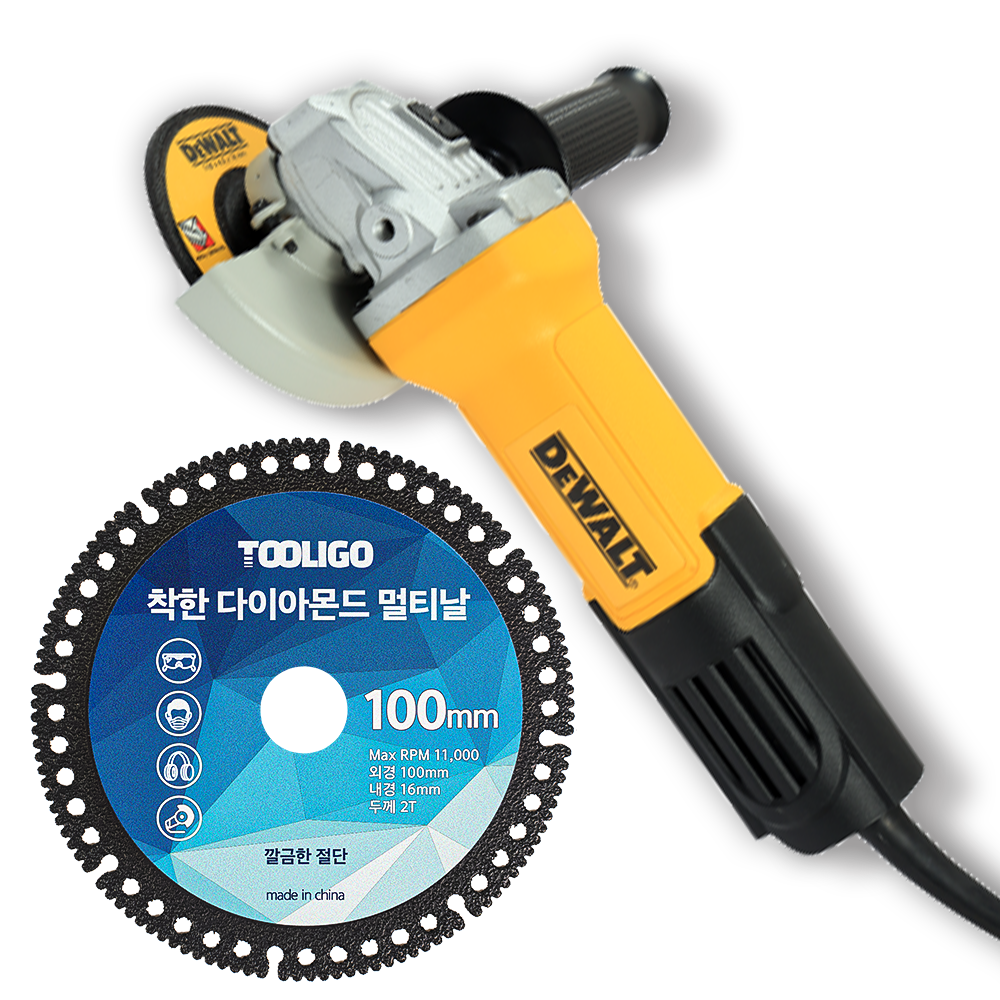 디월트 유선 전동 핸드 그라인더 750W 후면스위치 + 멀티 절단날 세트 69,500원