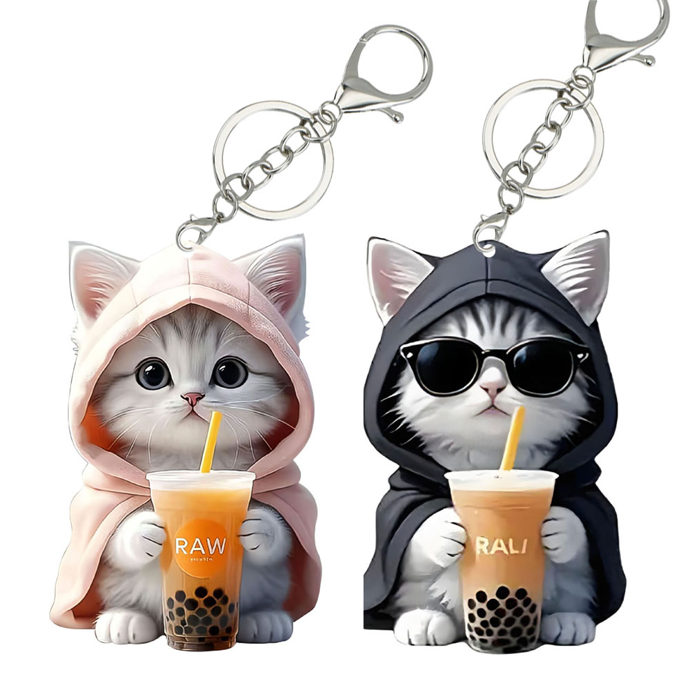 심쿵 귀여움 가득 고양이와 비숑 강아지 키링 1+1, 1개, 버블티와 레옹냥이 9,830원