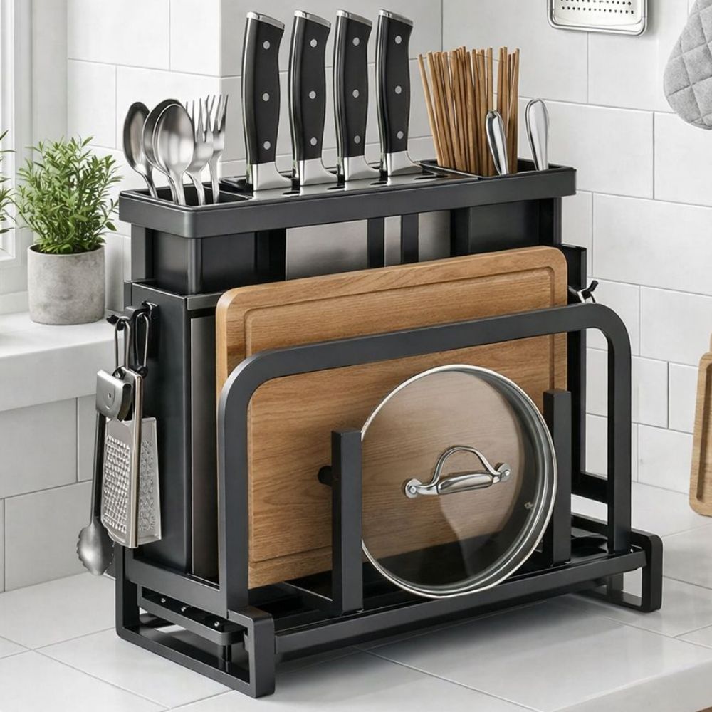 우남 리빙 물빠짐 칼꽂이 수저통 도마거치대 조리도구 정리, 1개, 그레이 18,400원