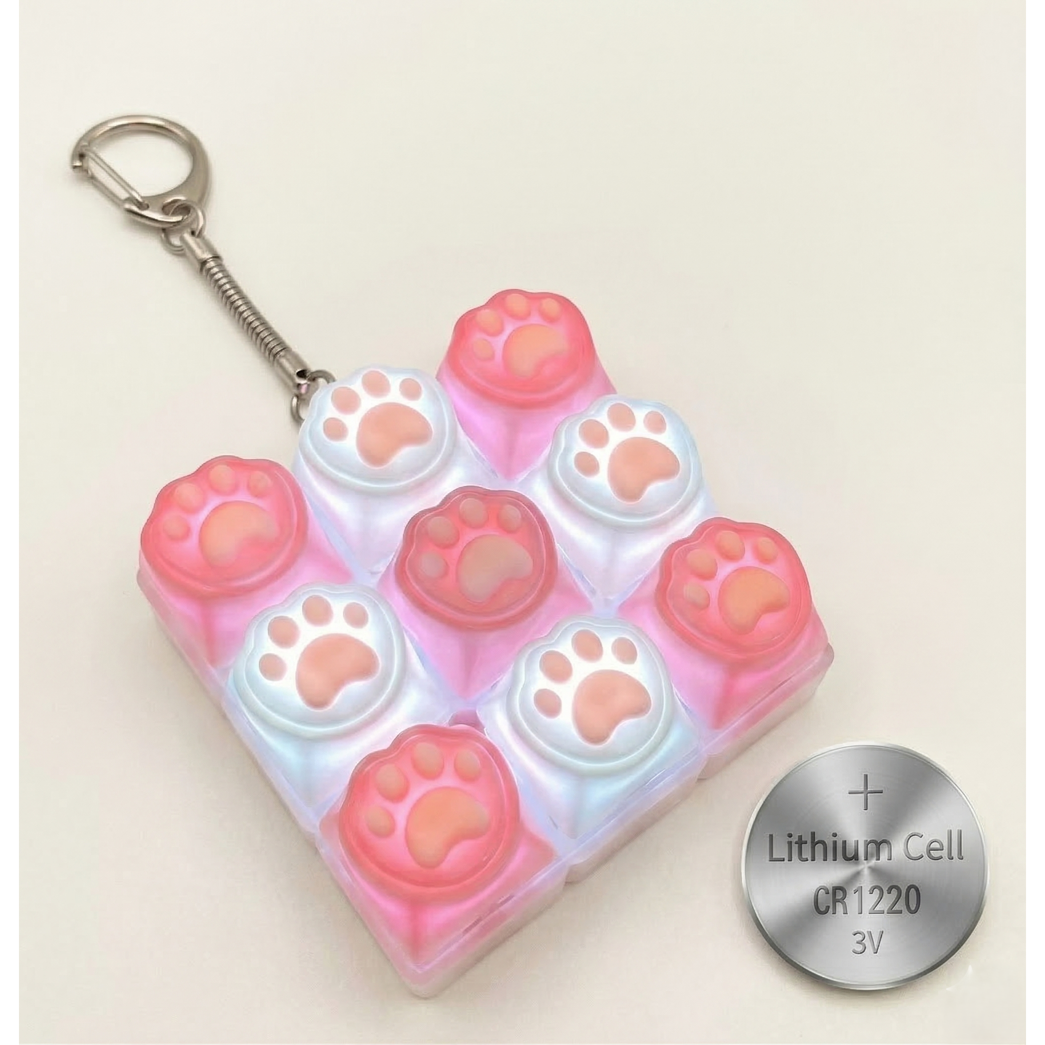 비비드세일즈 냥발 9구 LED 키보드 키링 + 건전지 1p 추가 증정 세트 11,900원