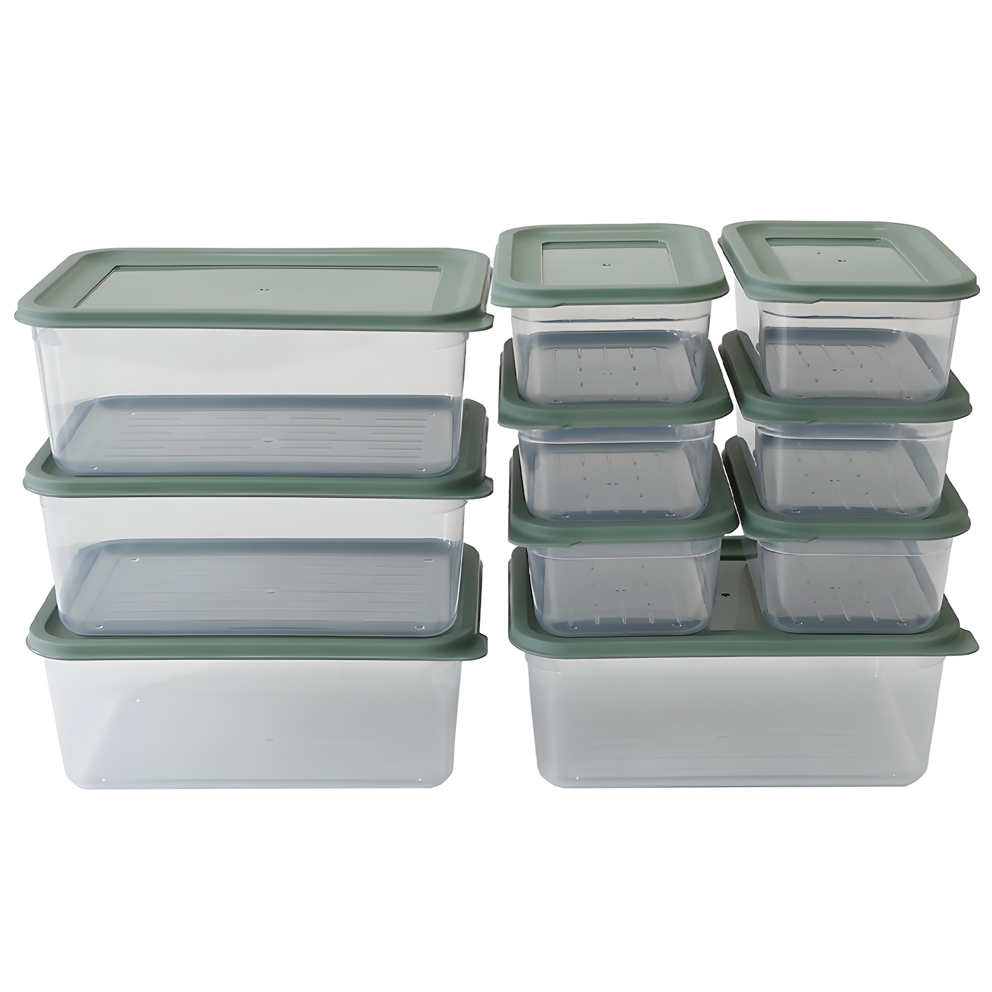 나누담 간편 전자레인지 용기 반찬통 2종 10개 세트 그린, 1세트, 480ml 6p + 1400ml 4p 9,900원