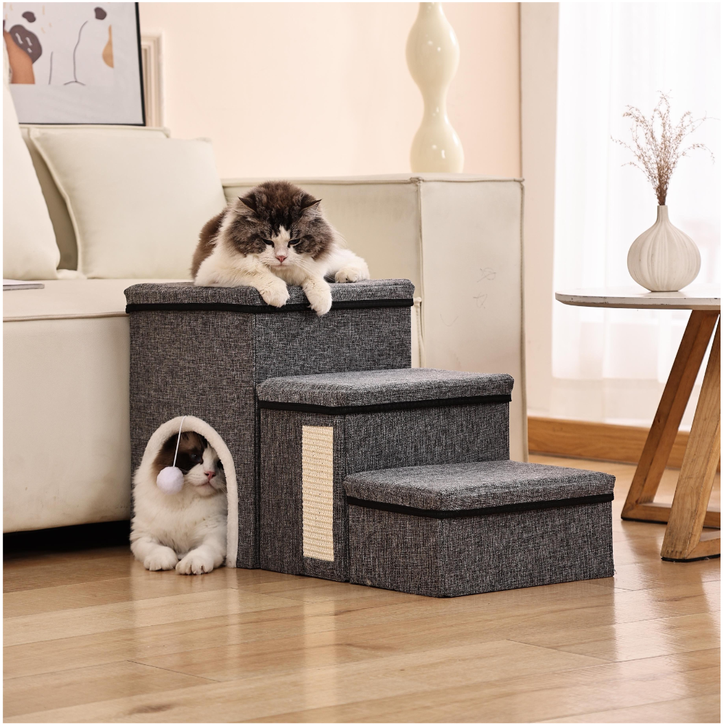 Zebeer 3단 애견 계단 하우스 수납형 미끄럼 방지 접이식 애견 계단 28,500원