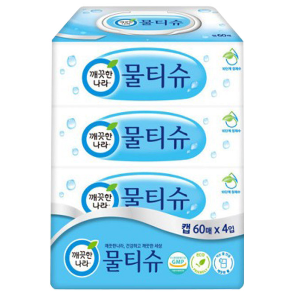 깨끗한나라 물티슈 60매 캡형 (3+1입), 60매입, 4개 9,200원