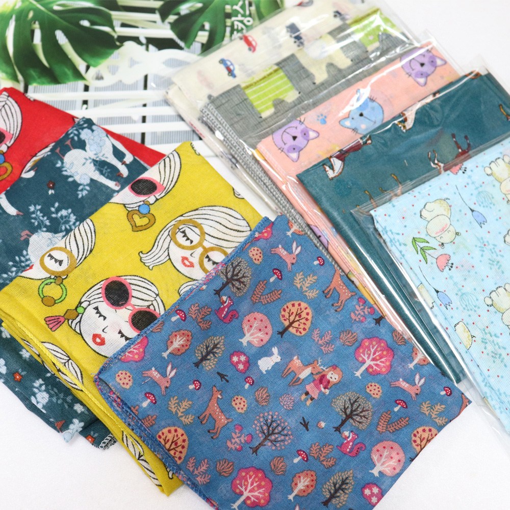 콘도라 K01 캐릭터 동물손수건 손수건 아사가제 면100 쁘띠 여성 초등학생 여행용 목스카프 목손수건 두건 1,900원