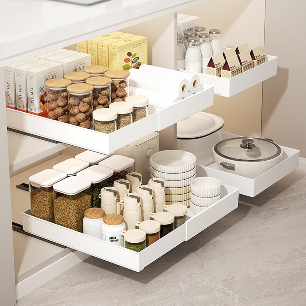 오틀리 부드러운 레일식 주방 하부장 슬라이딩 선반, 1개, 화이트 16,900원