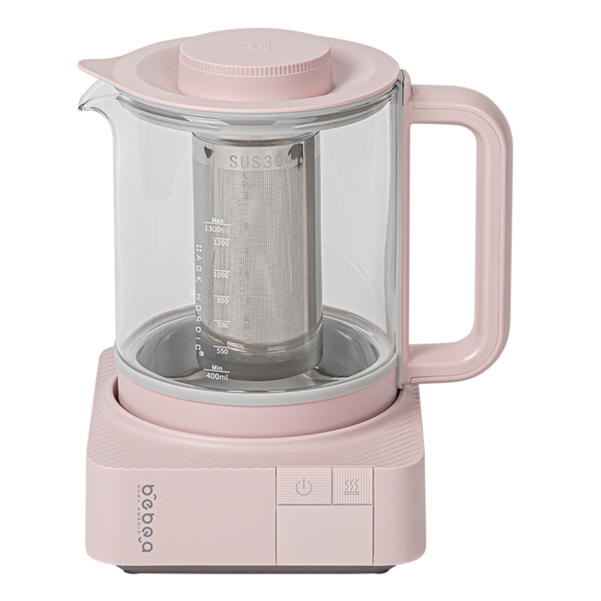 AGK NORDIC 무선 분유포트 전기 보온포트 유리 티포트, 베베아_PINK 60,000원