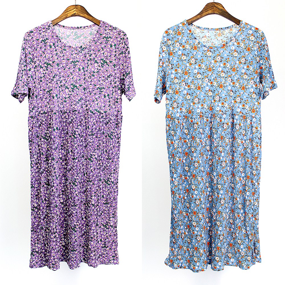 그레이스 1+1 여름 아이스 쿨링 플리츠 꽃주름 원피스 휴양지 플라워 롱원피스 2세트 12,900원