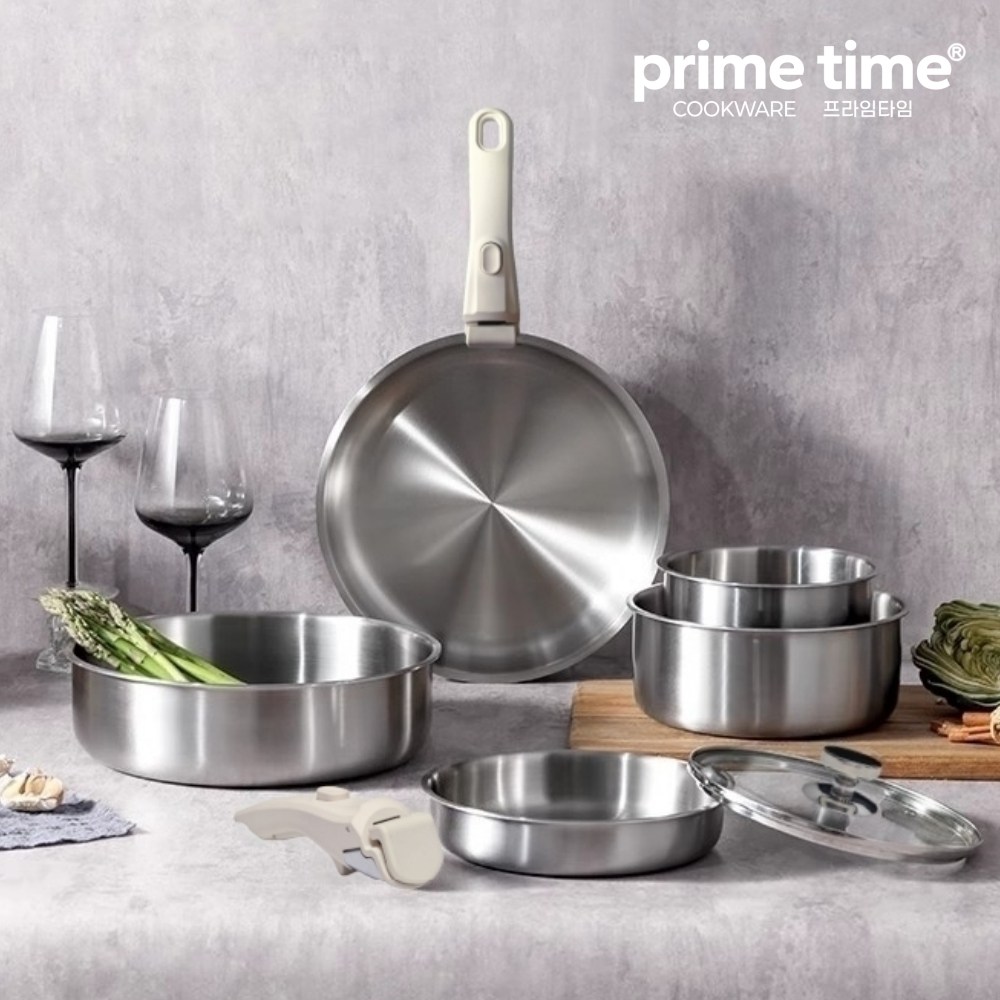 프라임타임 인덕션 멀티핸들 스텐 냄비 프라이팬 세트 39,800원