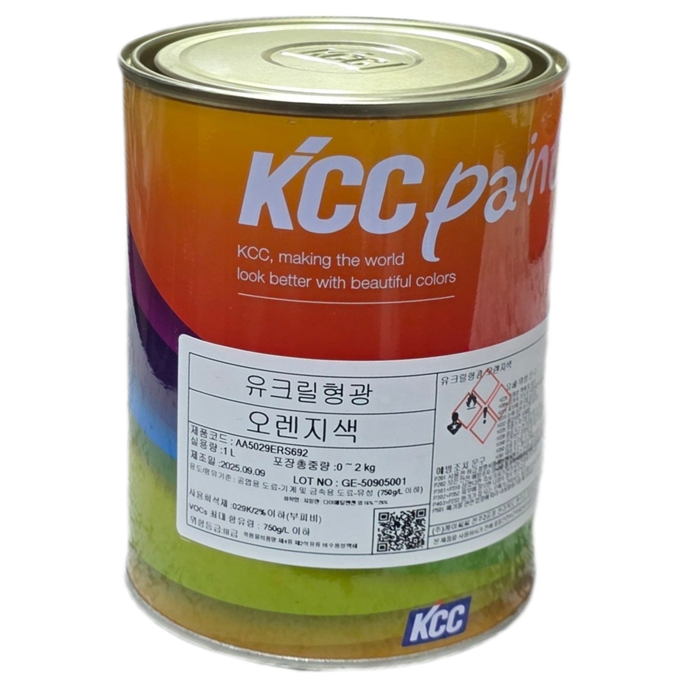 KCC유크릴 안전표지용 형광 페인트1L+PP평붓2인치(황색,오렌지색,적색) 공항보안시설용, 1개, 적색+PP2인치붓 29,900원