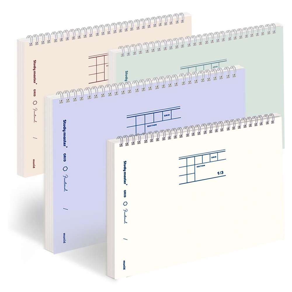 뮤니드 잇츠 스프링 3분할 그리드 컬러 가로노트 4종 세트 12,000원