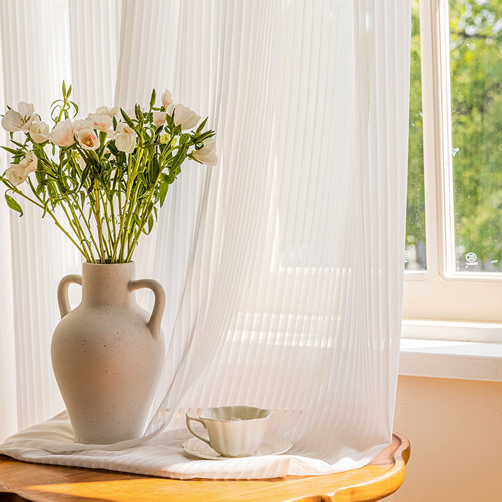 지앤와이 로맨틱 스트라이프 쉬폰 커튼 아일렛형 39,800원