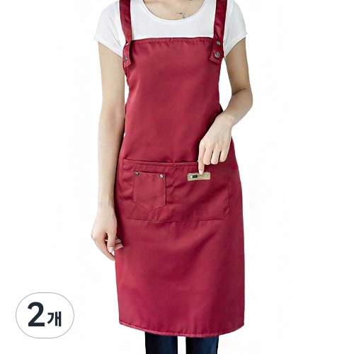 누심비 카페 데님 심플 앞치마, 레드, 2개, 현재가 10,000원