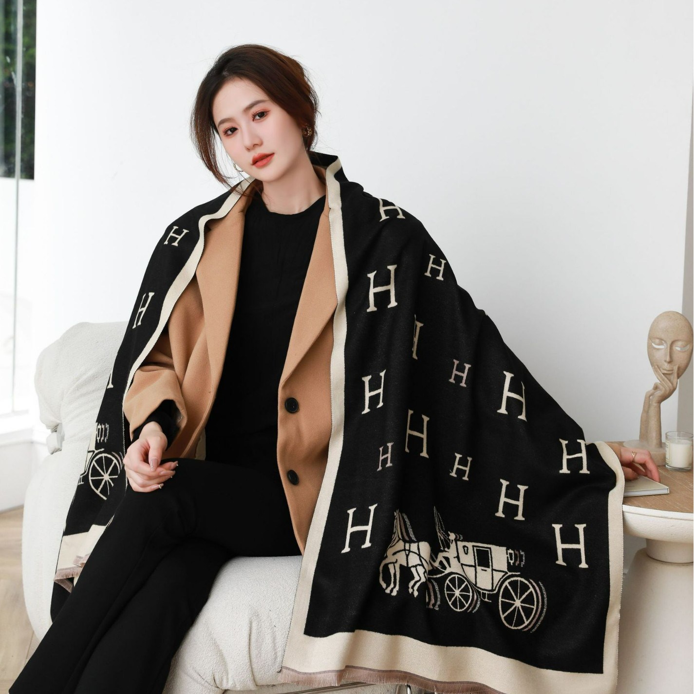 부드러운 스퀘어 롬 스카프 머플러 28,000원