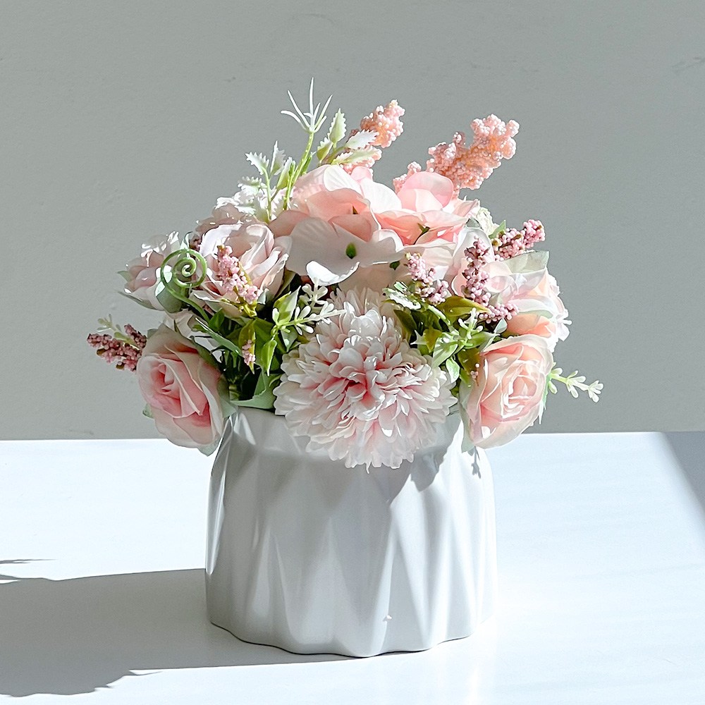 VITALO 블룸 도자기 화병세트 생화같은 조화 꽃병세트 미니 조화 세트, 블룸 핑크 11,500원