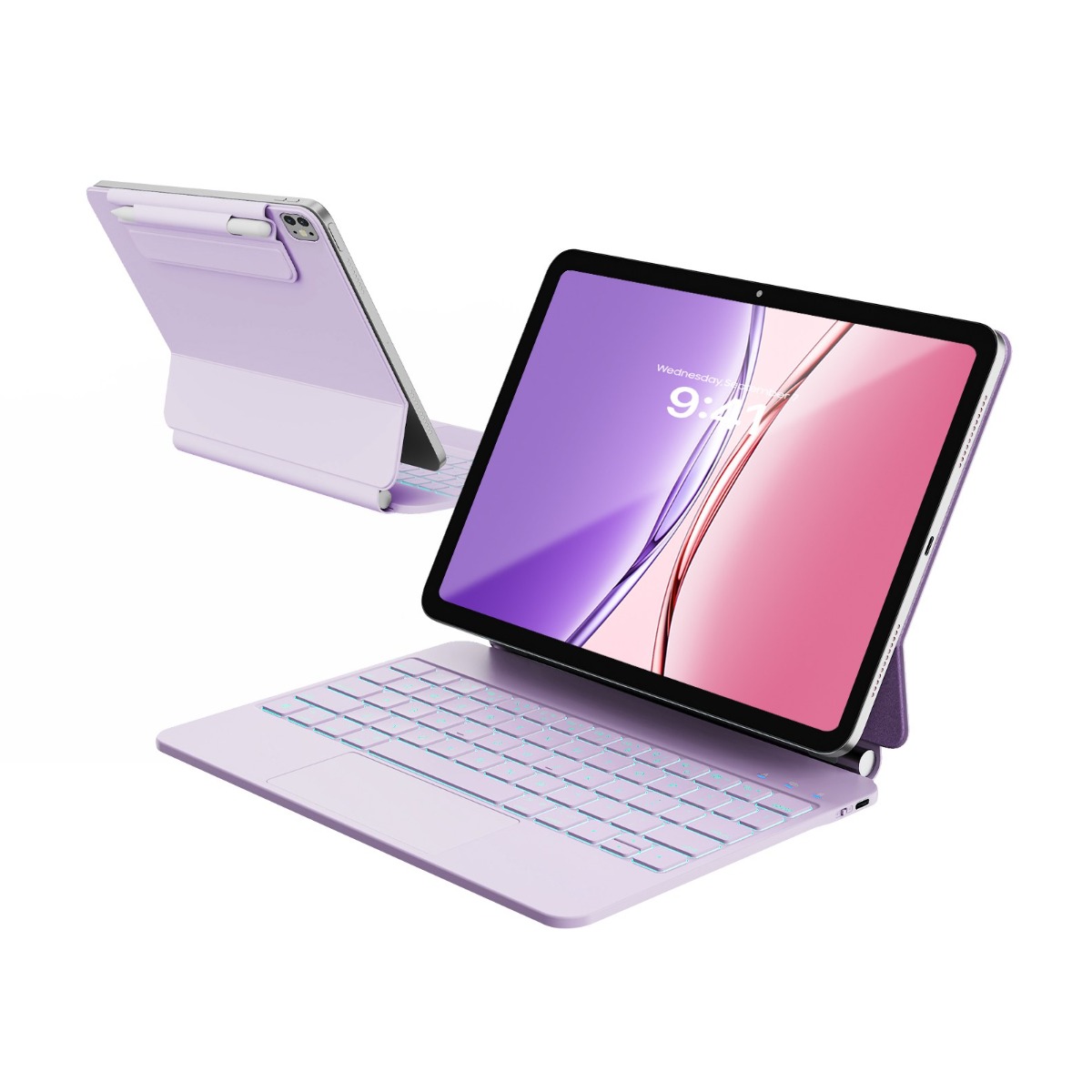 한국형 아이패드 프로 11인치 (1/2/3/4세대) & 에어 11인치 (4/5세대/M2/M3/M4) 호환 키보드 케이스 한글각인 키캡, 백라이트 11색, 트랙패드, 퍼플, 1개 130,000원