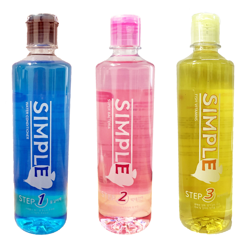 심플스텝 1 워터 컨디셔너 500ml + 생 박테리아 500ml + 열대어 비타민 500ml 세트 19,520원