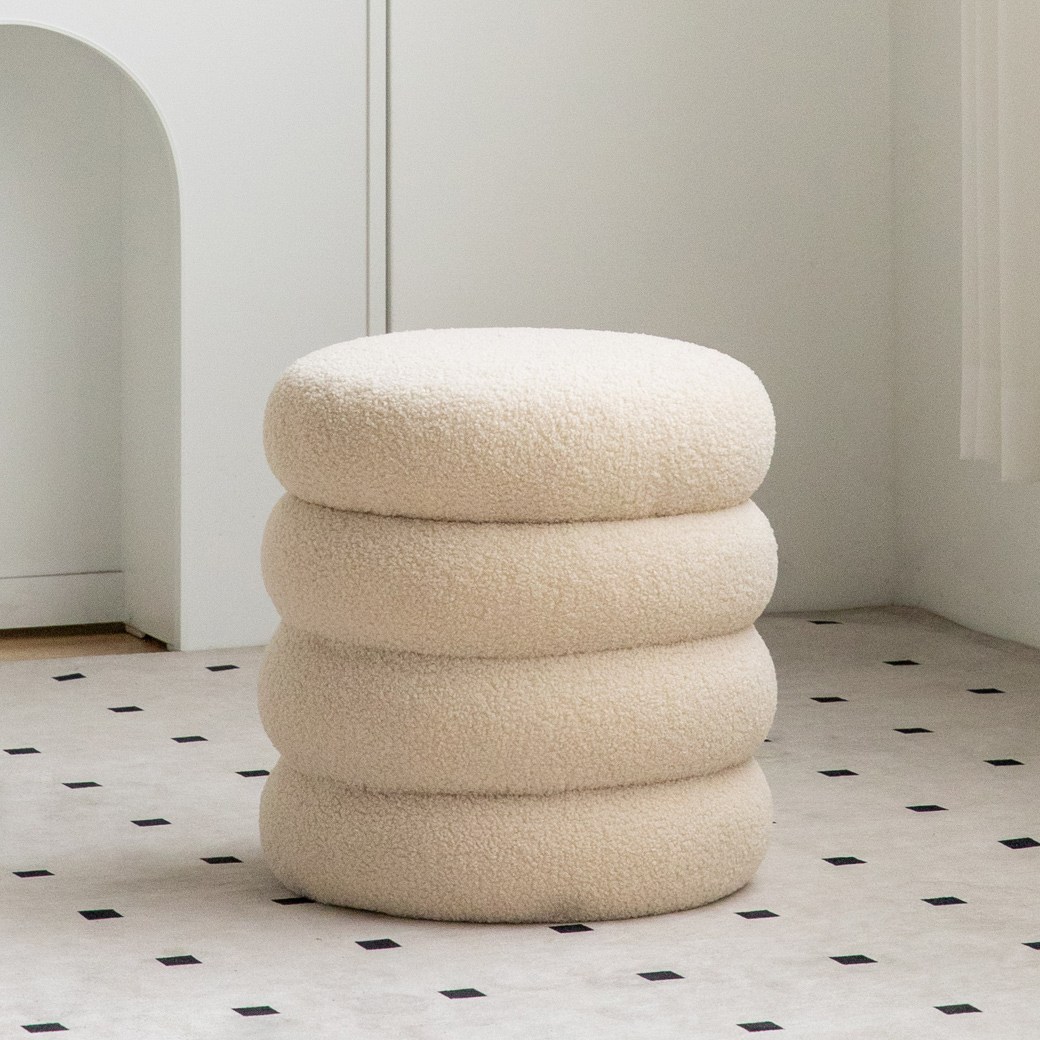 체리브 체리브 포포린 부클레 패브릭 원형 수납가능 화장대의자, 크림(수납O), 1개 64,000원