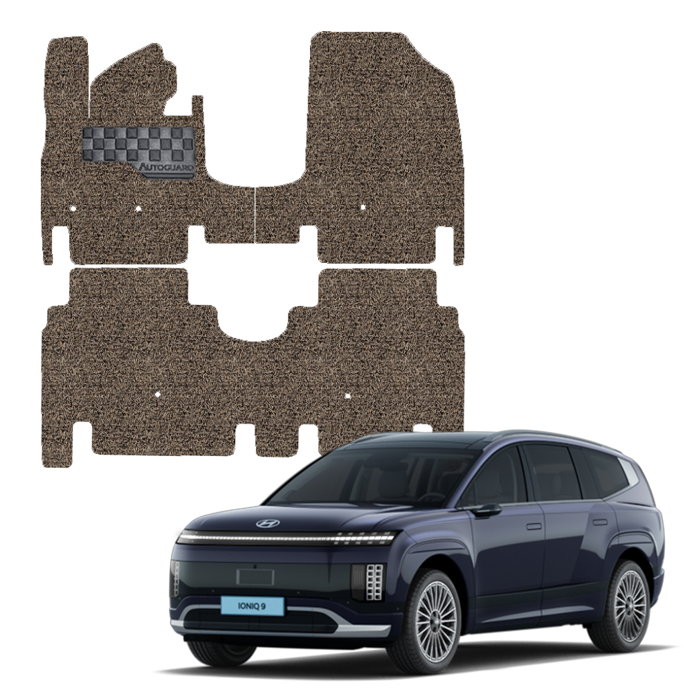 오토가드 체커보드 와이드 발판 자동차 확장형 1열 + 2열 코일매트 세트, 브라운, 아이오닉9 7인승 2025.3~ 59,900원