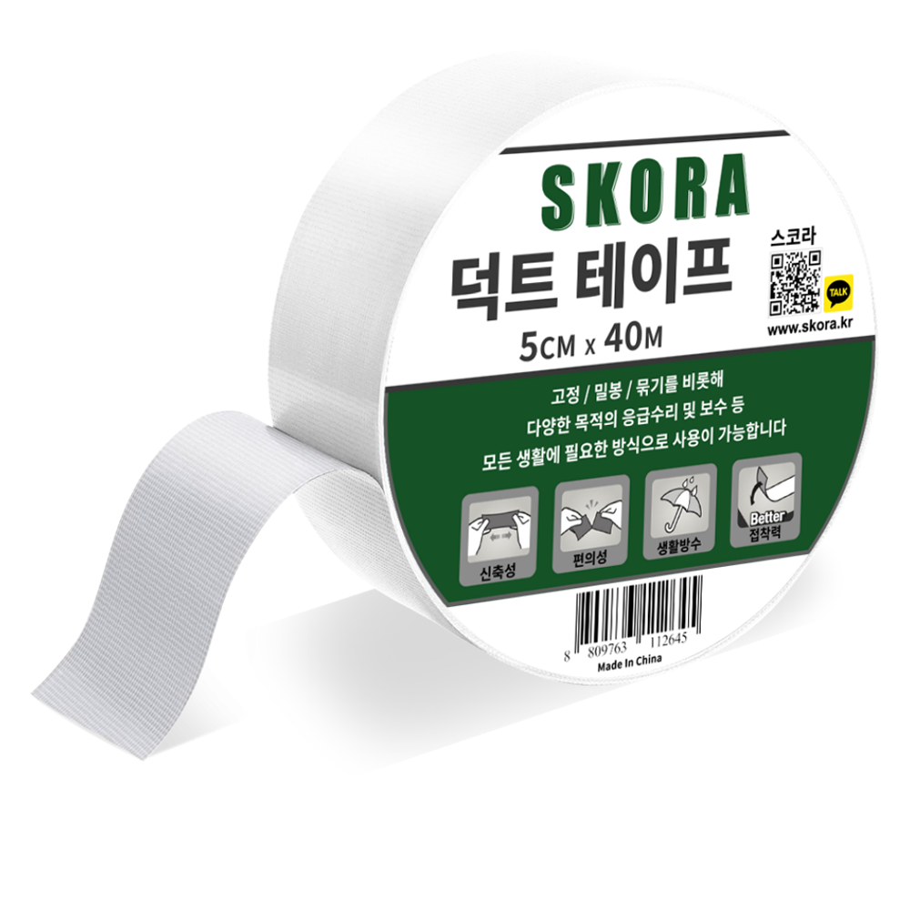 스코라 덕트 테이프 화이트 5cm x 40m, 1개 7,820원