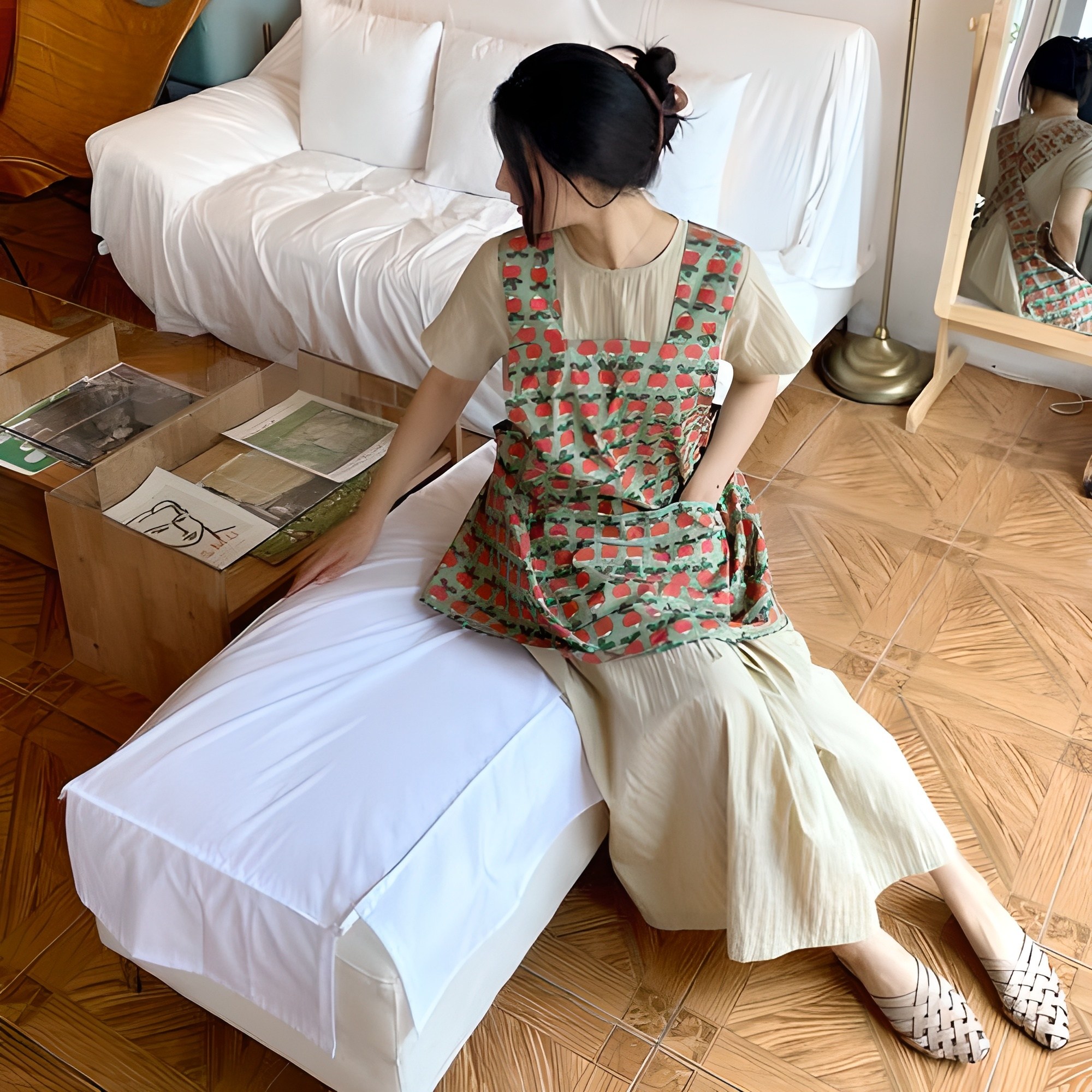 미니미 패턴 앞치마 플로리스트 공방 꽃집 뷰티샵 단체복 맞춤 여름 에이프런 집들이선물 20,610원