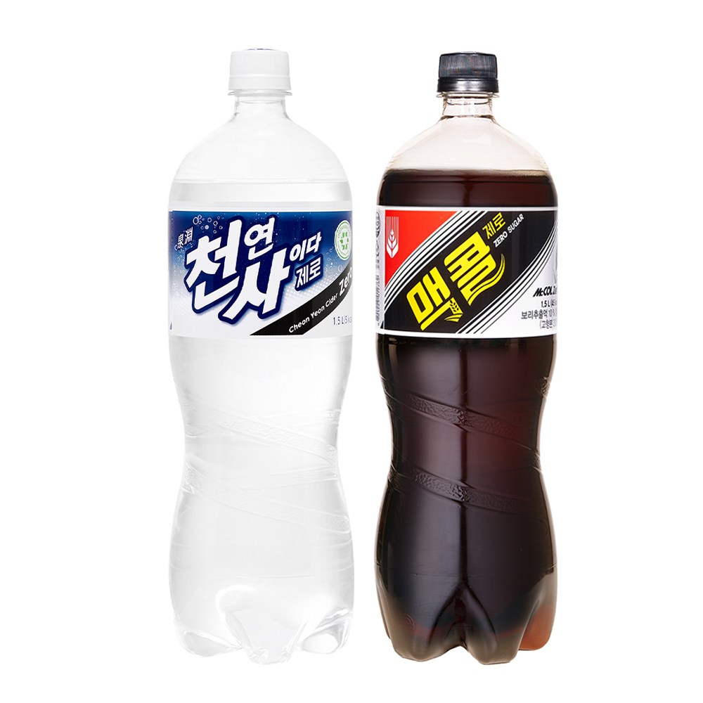 1+1 맥콜제로 + 천연사이다 제로 1.5L, 48개, 1.5L 64,800원