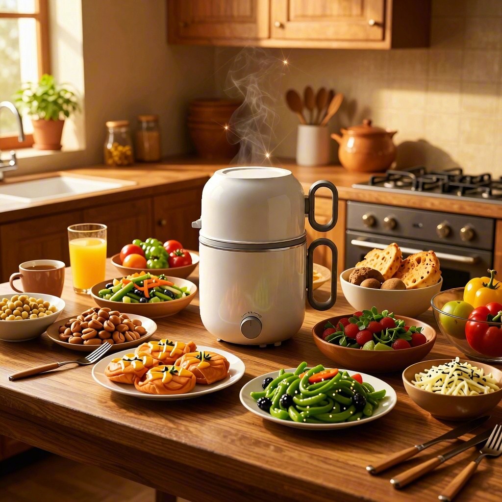 VisuLink베수린크 4in1멀티쿠커 전기냄비 라면포트 멀티쿠커 다용도 찜기+샤브+조림+끊임+1.2L용량+분리 세척 +2단 온도조절,원룸,자취,캥핑여행,빠른조리+AS 5년 29,850원