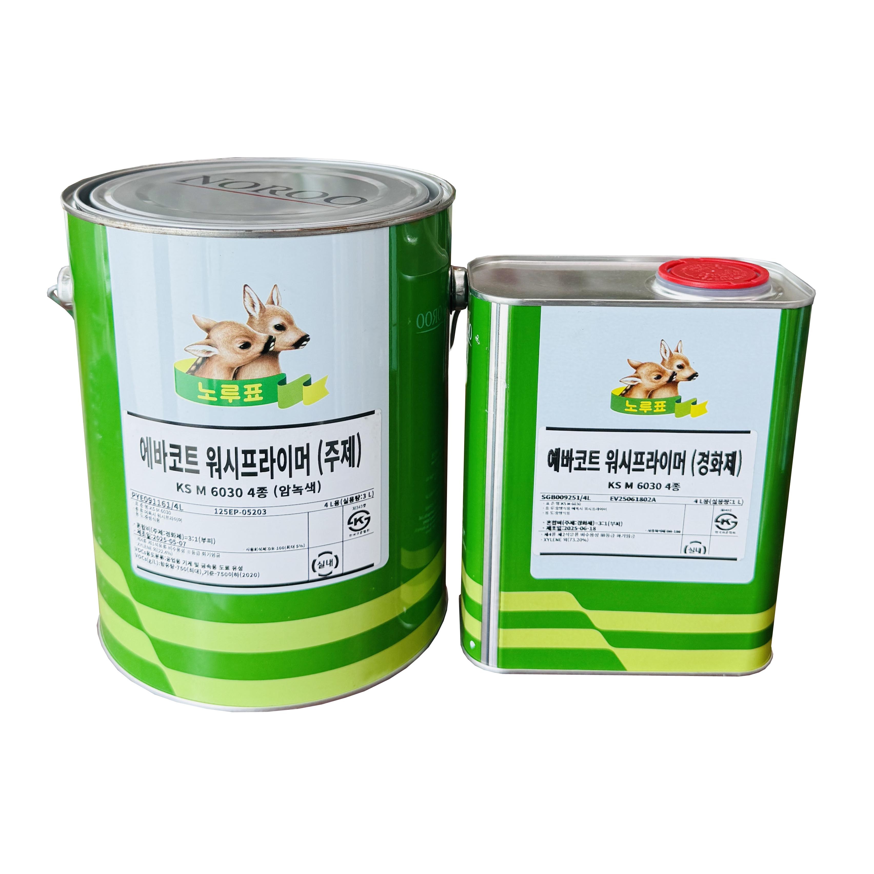 노루 에바코트 워시프라이머 4L 알루미늄 비철금속 하도 프리워시 에칭프라이머 36,000원