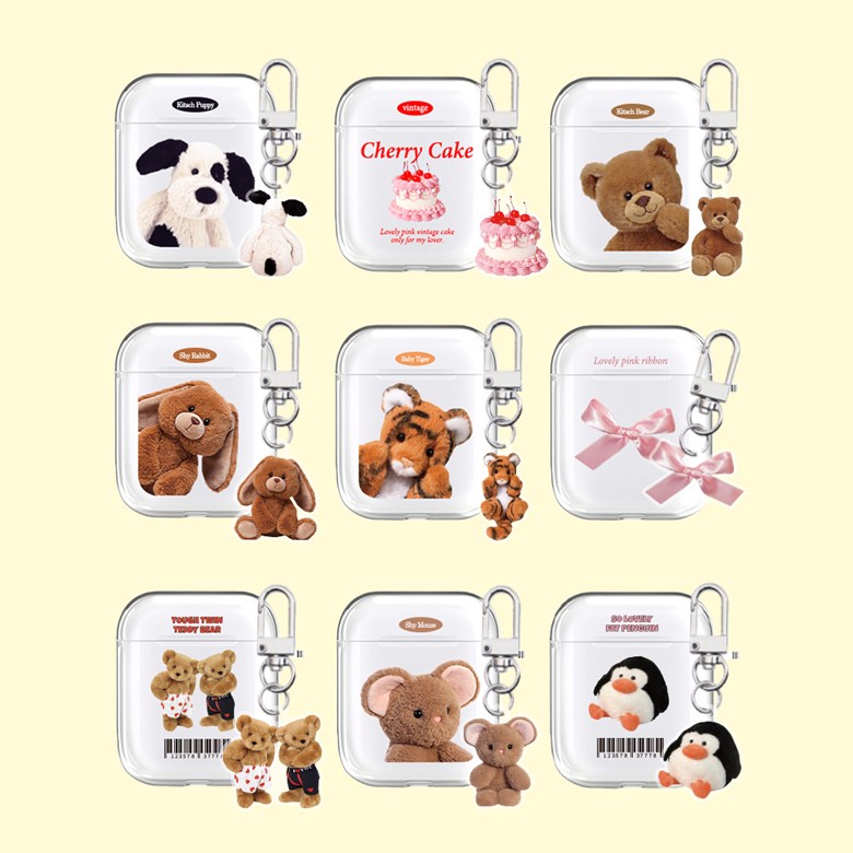 블링블링케이스 베스트 키치토이 디자인 시리즈 투명 하드 에어팟케이스 키링 세트 9,900원