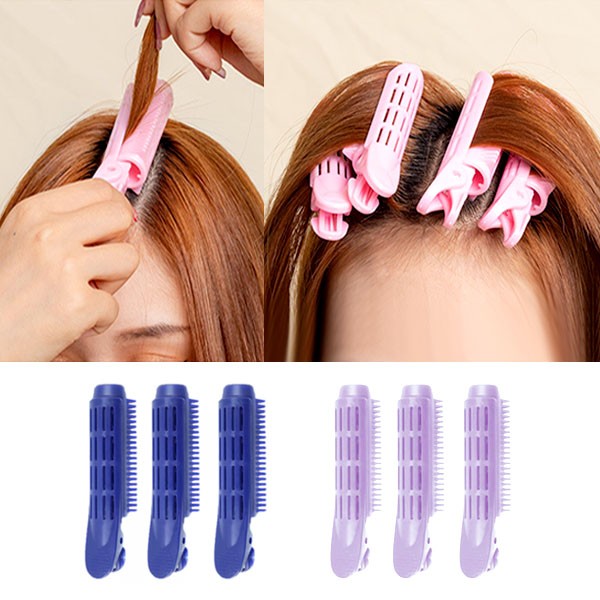 [지니몰] 뿌리볼륨 집게/헤어클립 구르프 헤어롤 파마롤 모류교정 헤어집게 정수리 볼륨집게 셀프펌, 퍼플 (3p 1set), 1개 6,700원