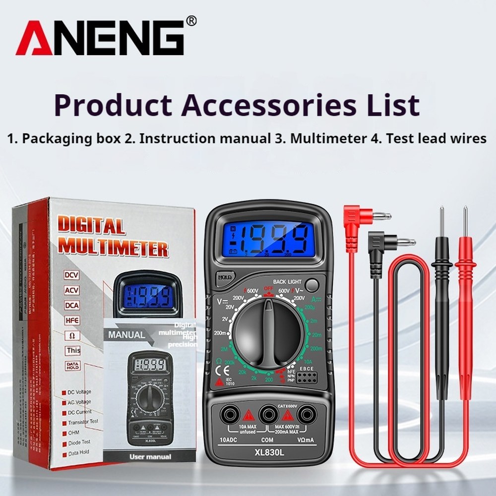 XL830L 휴대용 AC 도구 미터 멀티미터 디지털 전압 저항계 전압계 전류계 테스터 LCD 백라이트 15,500원