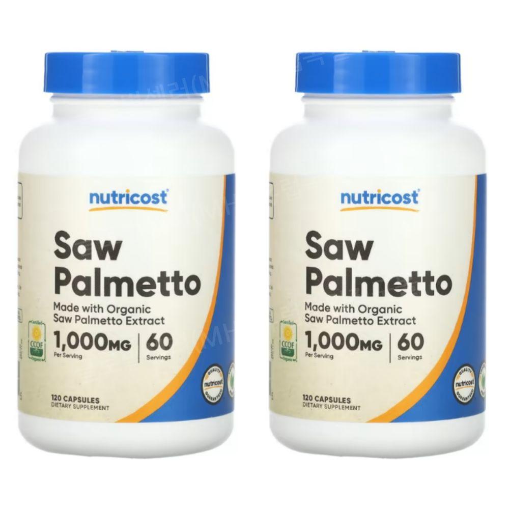 미국산 쏘팔메토 Nutricost 소팔메토 1000mg 고함량 120캡슐 2병, 2개, 120정 36,800원