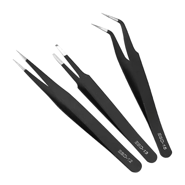 (3종세트)ESD-S 초정밀 고급핀셋 A형 핀셋 직선 곡선형세트 눈썹 프라모델, 1세트, 블랙3종 7,480원