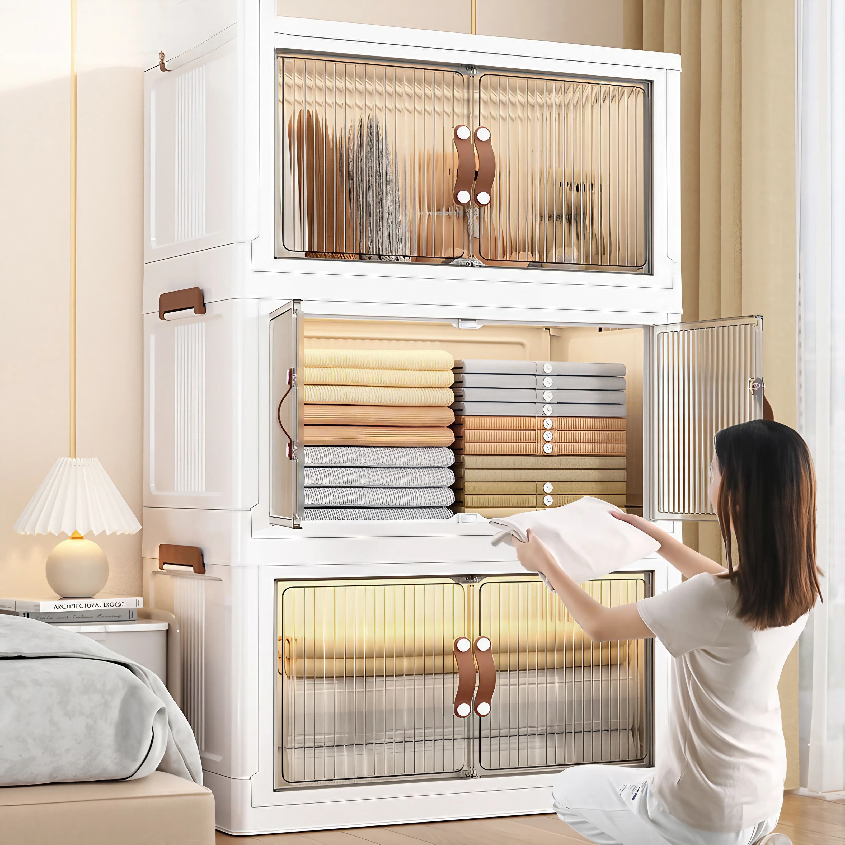 라온프리 다용도 접이식 리빙 폴딩박스, 아이보리, 3개 61,000원