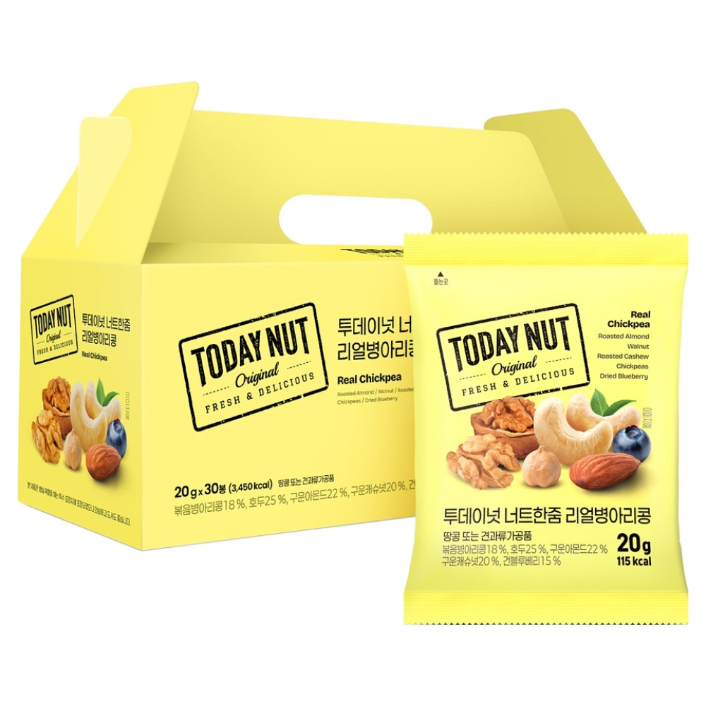 투데이넛 너트한줌 리얼병아리콩 30p 견과세트 600g, 1세트 19,400원