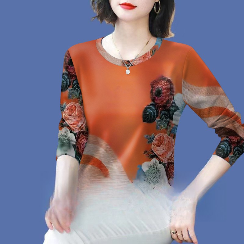 유니픽 여성 봄철 면 소재 라운드넥 7부 소매 프린트 상의 패션 심플 티셔츠wry 12,750원