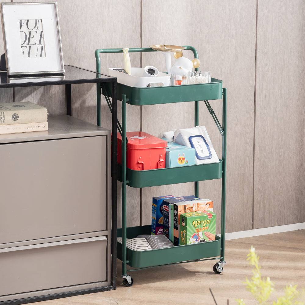 부하우스 3단 접이식 트롤리 1세트, 그린 19,900원