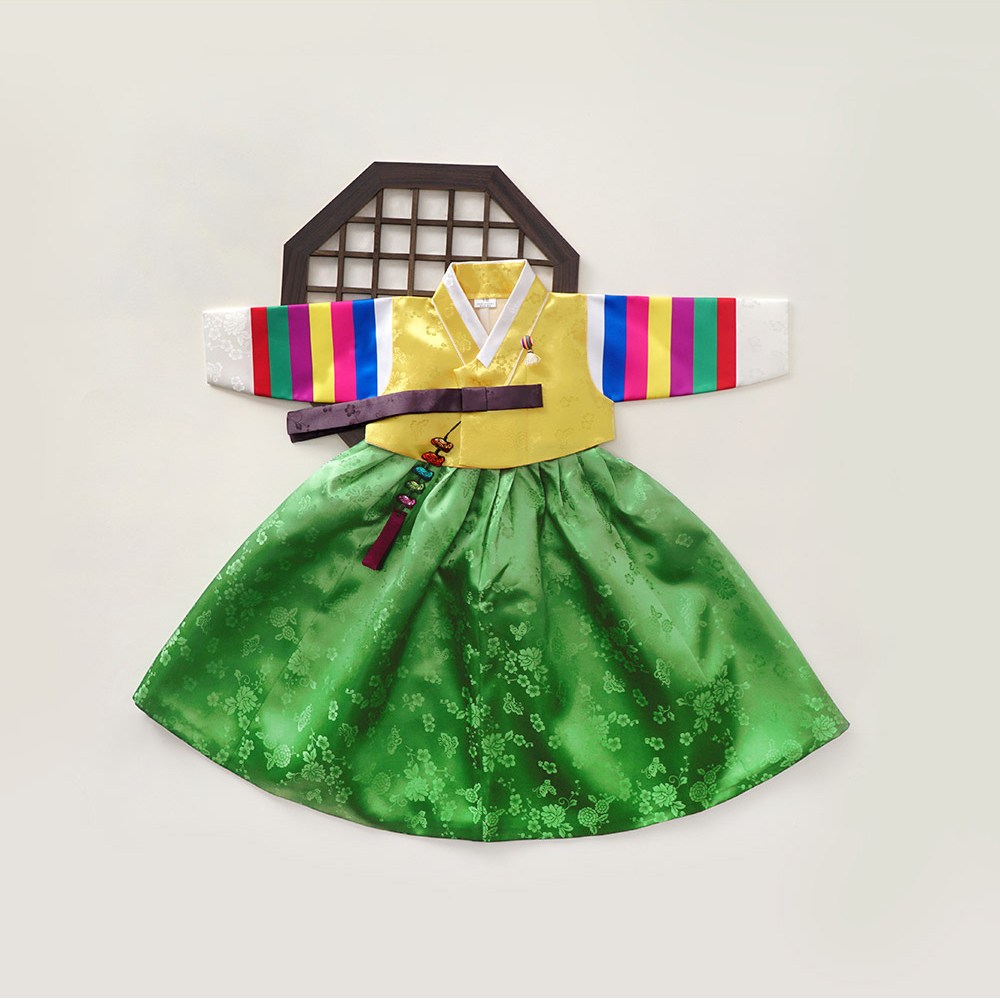 메종드온 양단 다래 노랑색동저고리 치마선택(백일,1호~10호) 65,000원