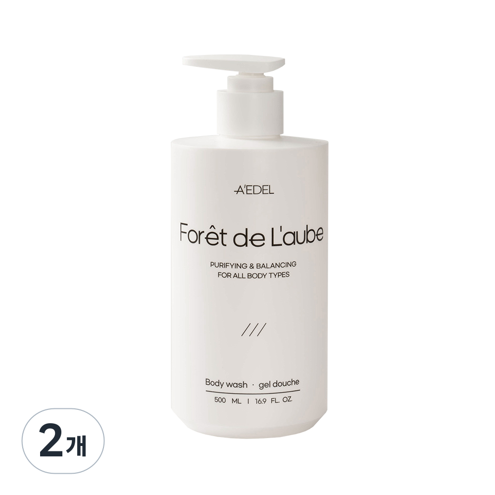 에이델 대용량 바디워시 비건인증 여드름 등드름 트러블 약산성 향좋은 퍼퓸 바디클렌저 포레 드 로브, 2개, 500ml 45,000원