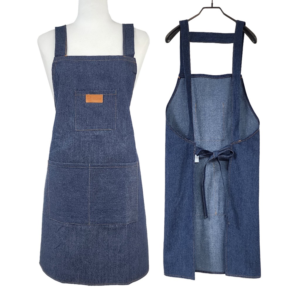 내추럴 청데님 포켓 H형 앞치마 카페 바리스타 공방 미용 네일샵 애견 포켓 H형 앞치마, 1개, 인디고 블루 9,900원