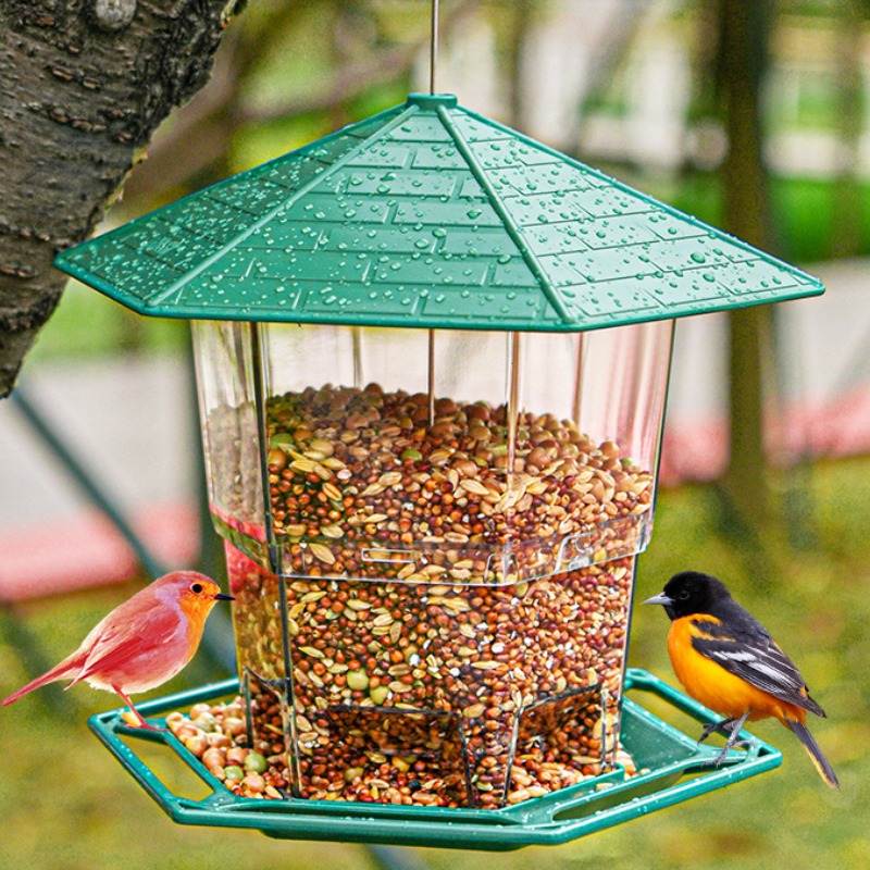 Izeriel 야외 행거형 새 먹이기 야외 발코니 걸이식 먹이기 먹이공급통 새 모이통 야외 새모이집 야외 조류 먹이공급통 새모이 피더, 1개, 그린 24,800원