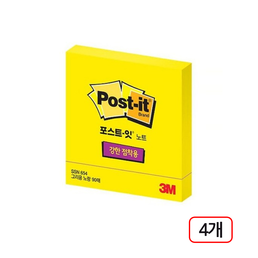 3M)포스트잇 강한점착용 654-SSN ,4개입, 그리움노랑 23,200원