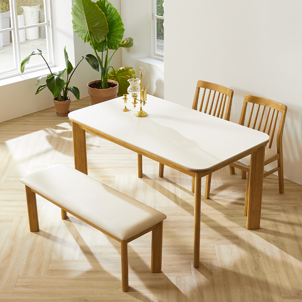 퍼피노 브리즈 세라믹 식탁 테이블 1400 + 의자 2P + 벤치의자 방문설치 513,000원