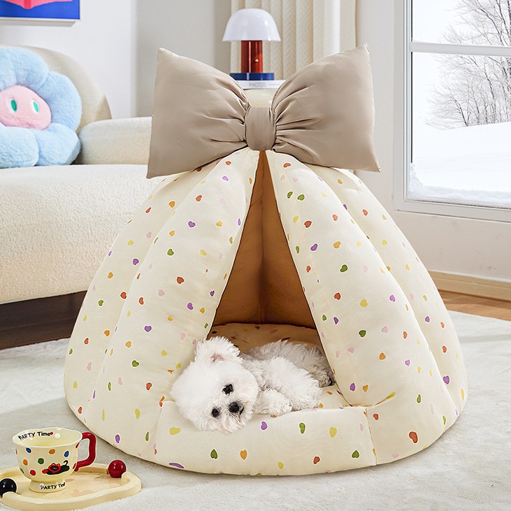 HANTAO 강아지 고양이 리본 방석 하우스 숨숨집 침대 쿠션 소파 대형 21,500원