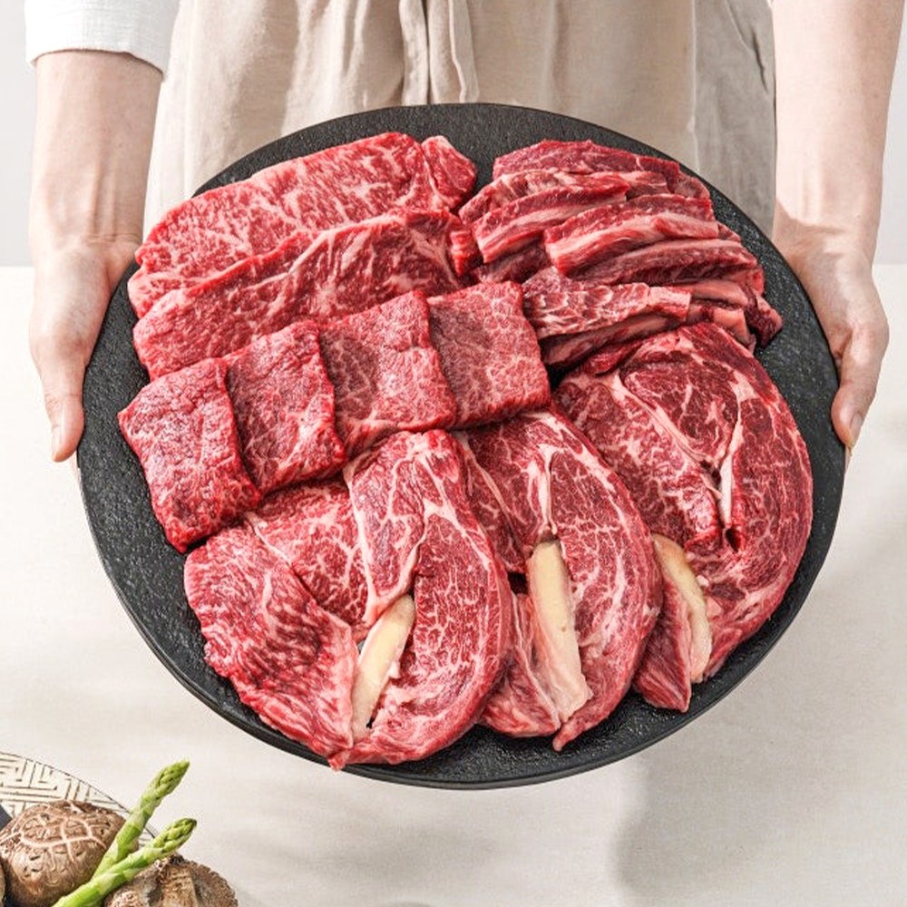 [미쓰하누] 1++한우 구이모듬800g (냉장) 등심+살치살+채끝+갈비살 4~5인분 152,000원