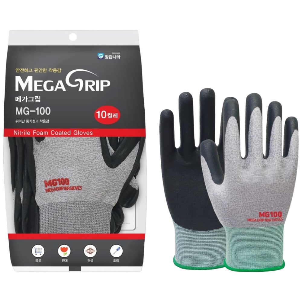 메가그립 MG-100 10켤레 작업용 니트릴장갑 10,400원
