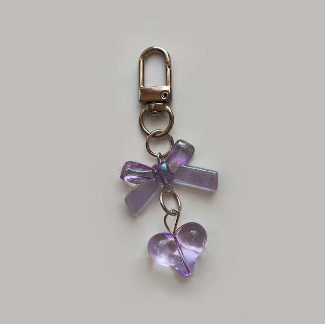 도림 영롱 리본 하트 미니 자동차 키링, 1개, 퍼플 2,900원