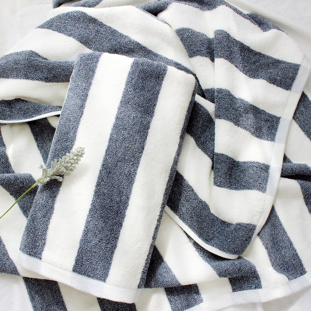 어메니티타올 선염 스트라이프 무형광 바스타월 30수 450g 대형 수건, 2개, 블루 28,500원