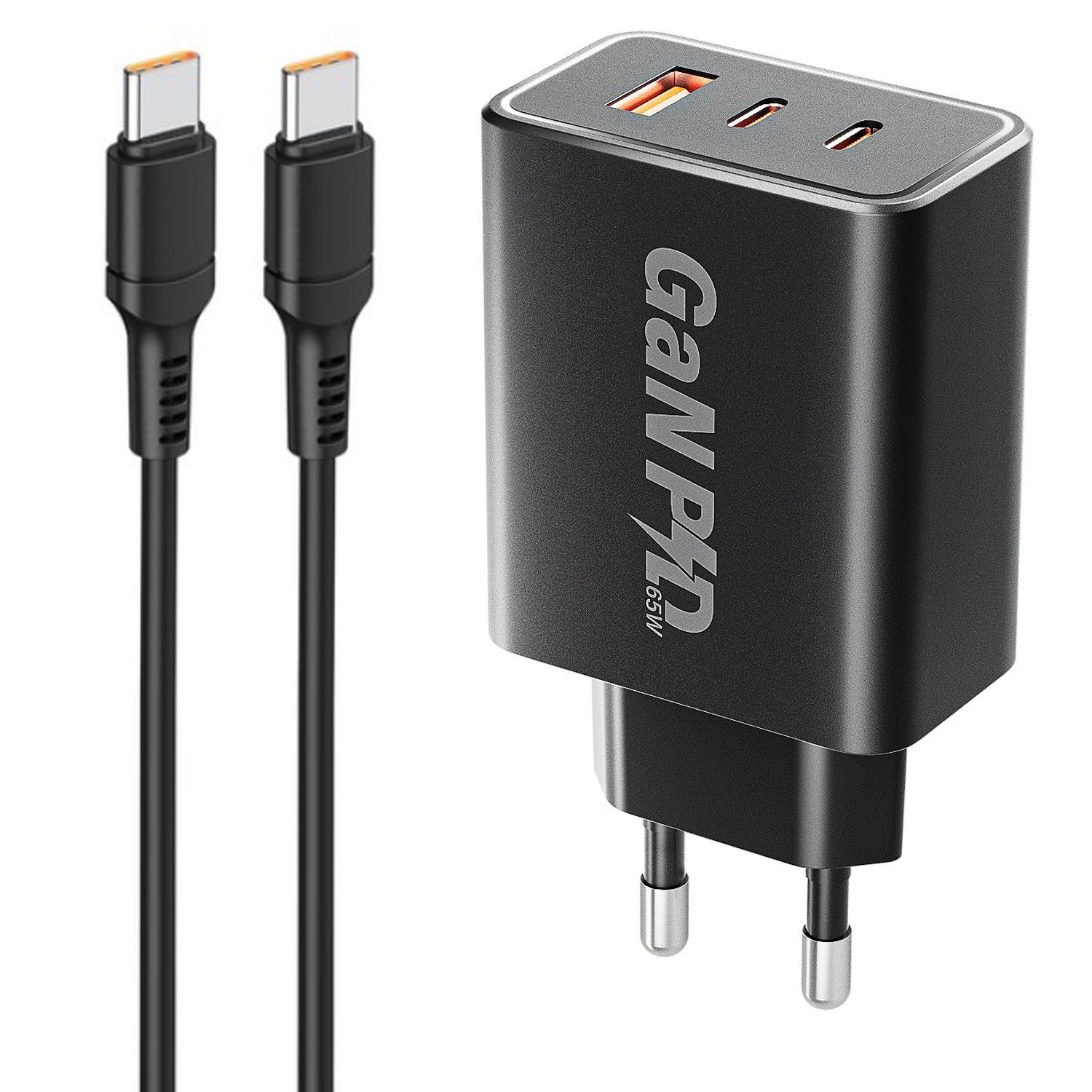 YINTO GaN 65W c타입 고속 충전기 3포트 PD3.0 PPS + C TO C 1M 100w 케이블 세트 17,900원