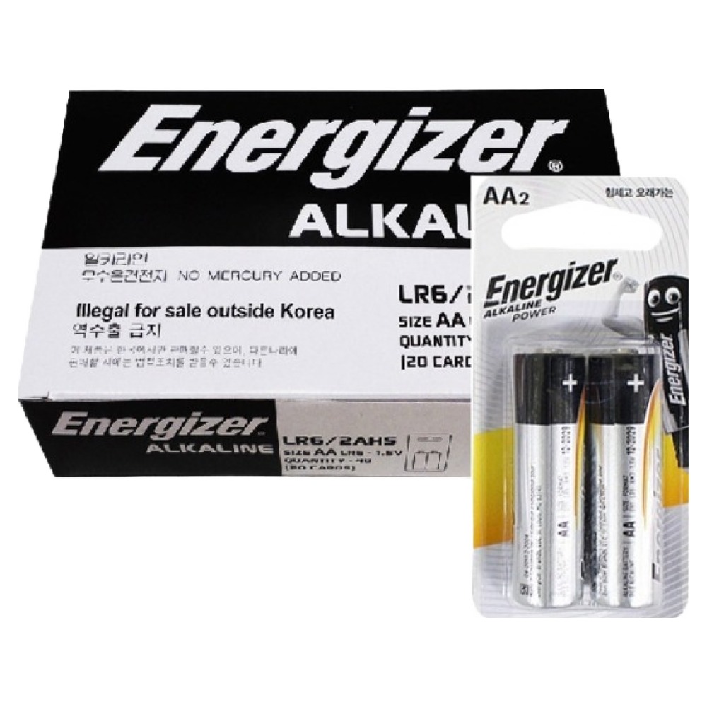 에너자이저 알카라인 AA건전지, 2개입, 20개 27,290원